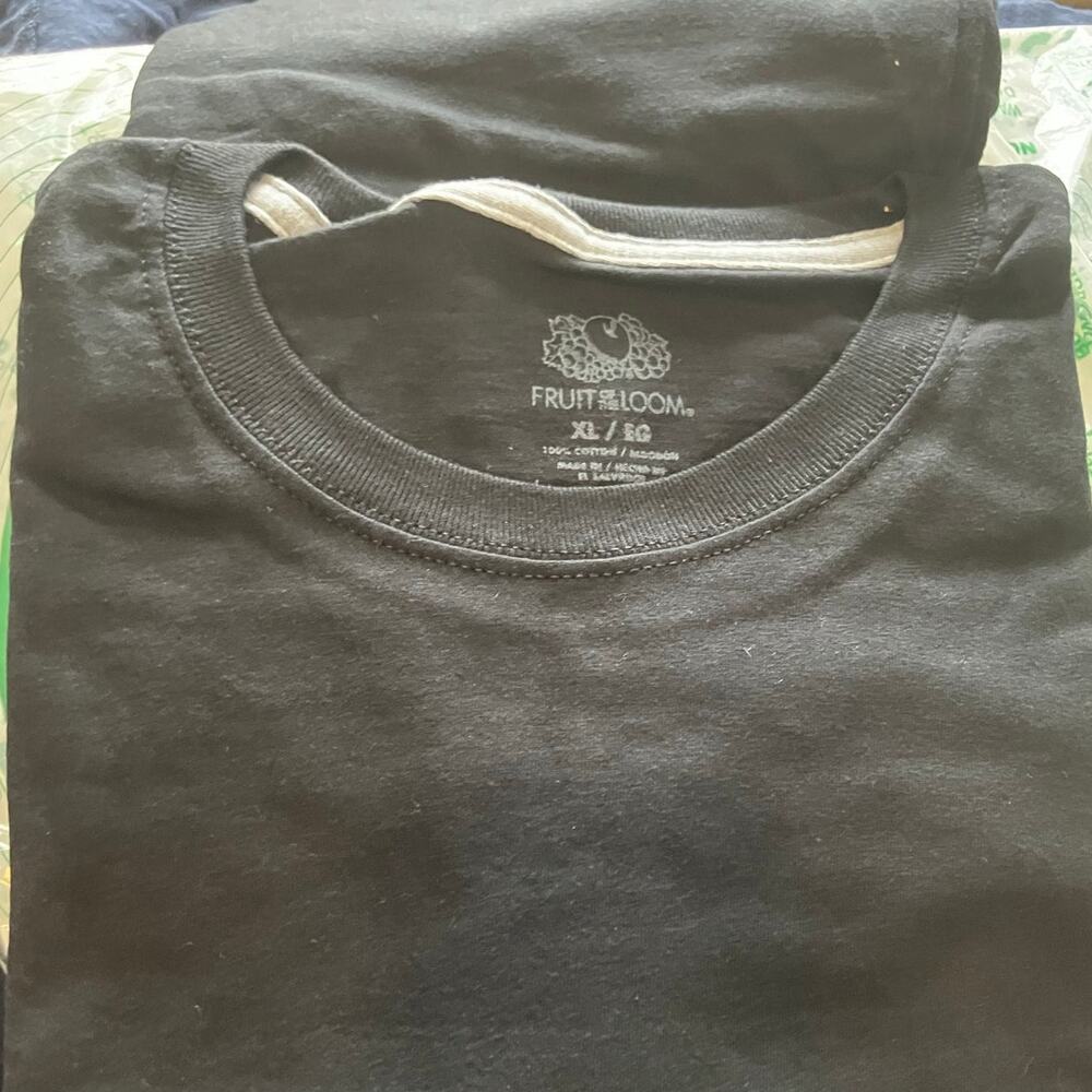 Fruit of the Loom Eversoft Black Crew Neck Tee XL Soft Cotton Streetwear